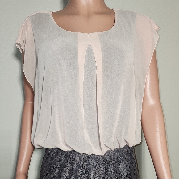 Speechless Blush and Gray Mini Dress - Picture 2 of 8